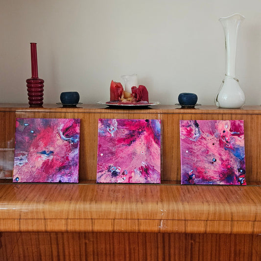 Neon Dreamscape: Pink - Abstract UV Paintings (30x30cm)