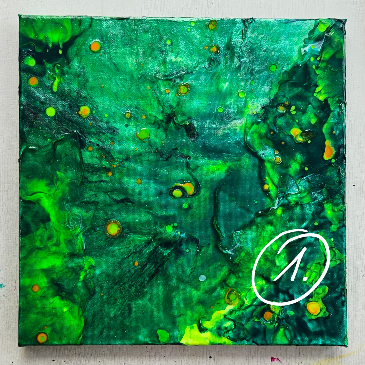 Neon Dreamscape: Green - Abstract UV Paintings (30x30cm)