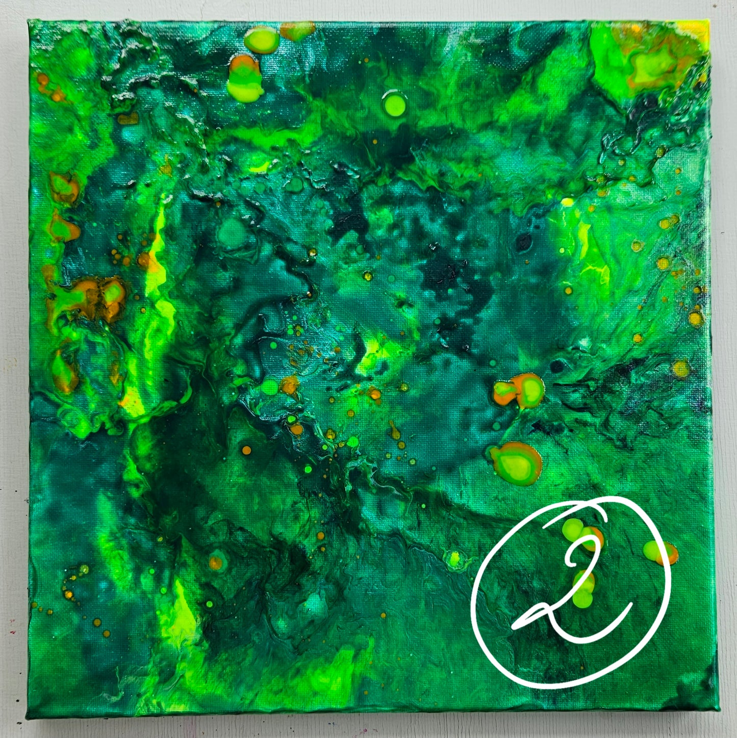 Neon Dreamscape: Green - Abstract UV Paintings (30x30cm)