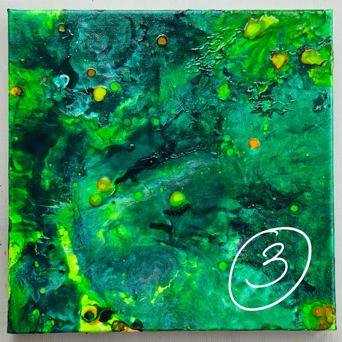 Neon Dreamscape: Green - Abstract UV Paintings (30x30cm)