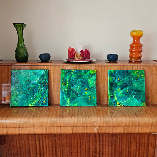 Neon Dreamscape: Green - Abstract UV Paintings (30x30cm)