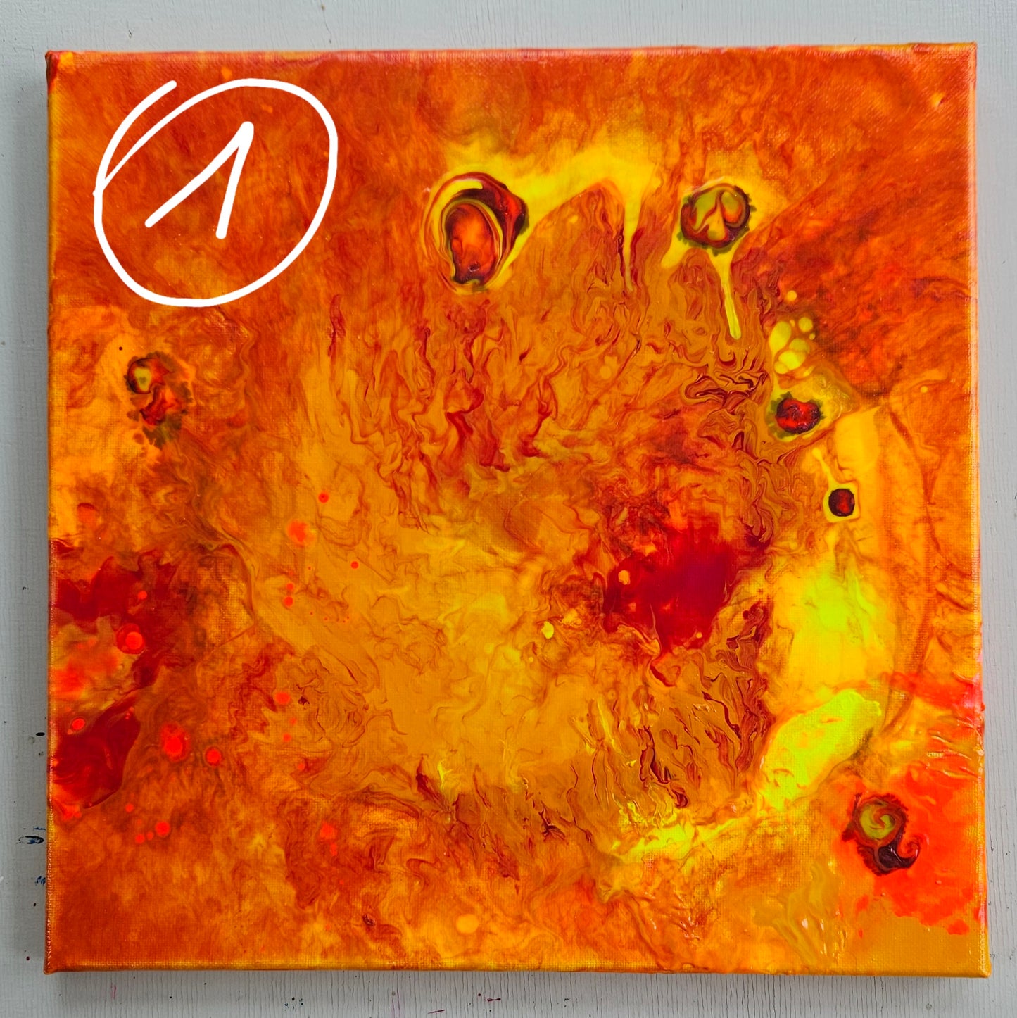 Neon Dreamscape: Orange - Abstract UV Paintings (30x30cm)