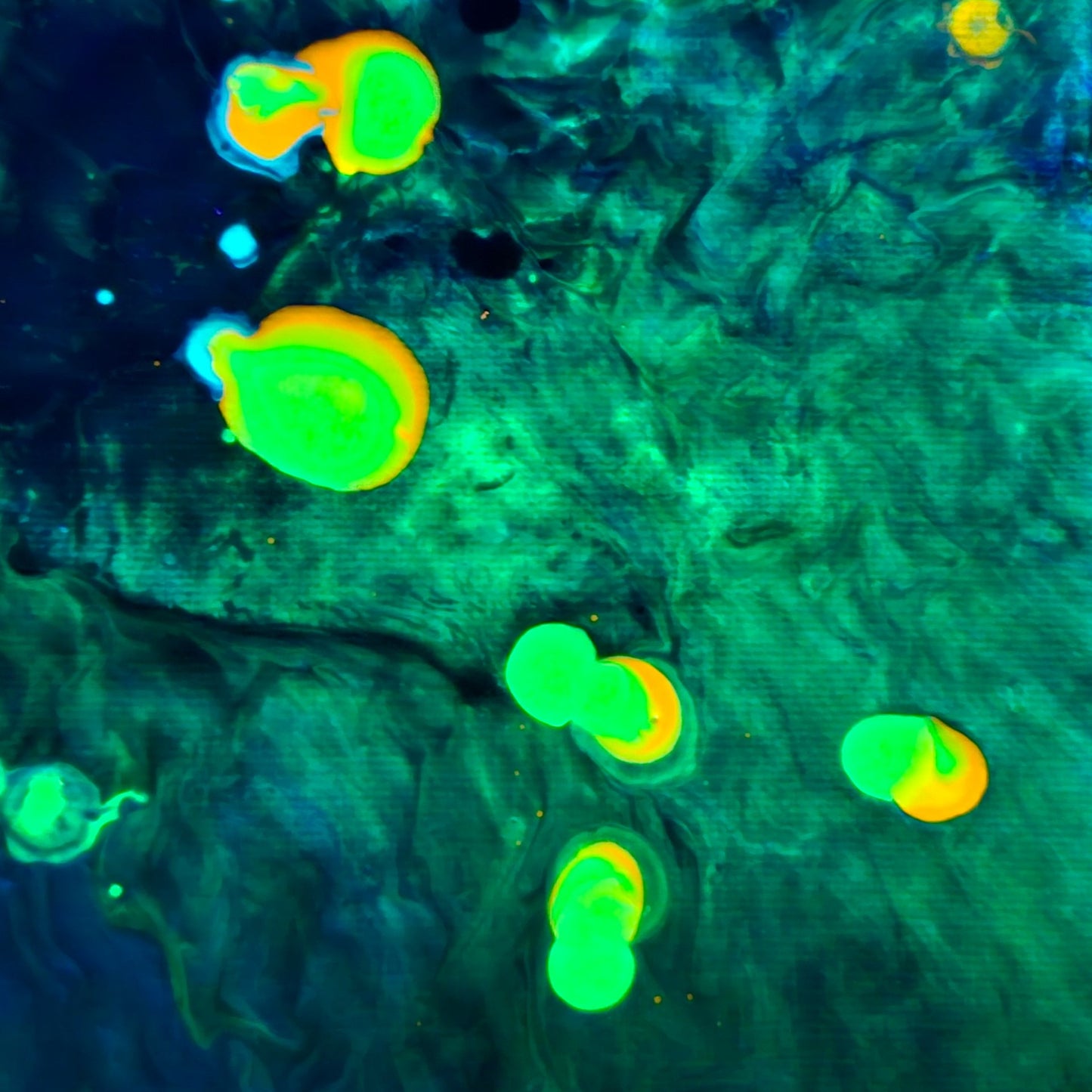 Neon Dreamscape: Green - Abstract UV Paintings (30x30cm)