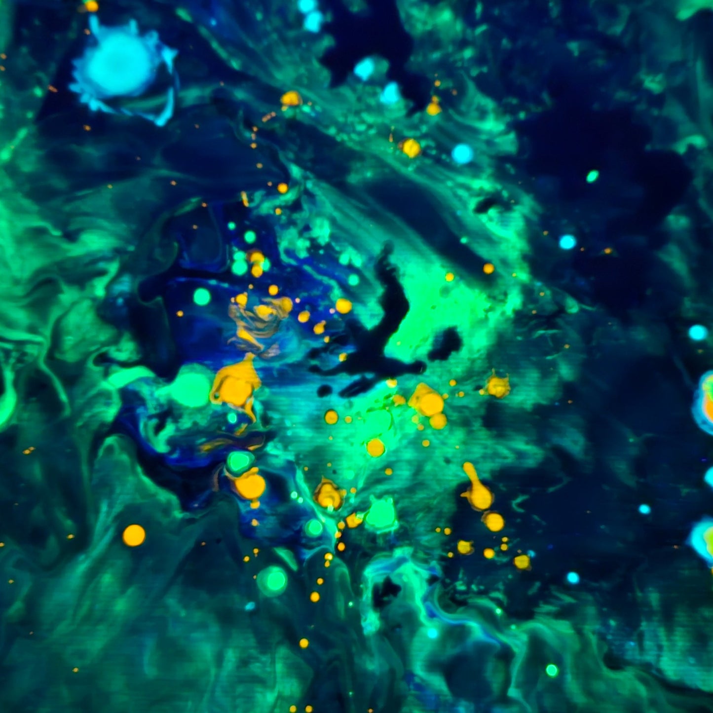 Neon Dreamscape: Green - Abstract UV Paintings (30x30cm)