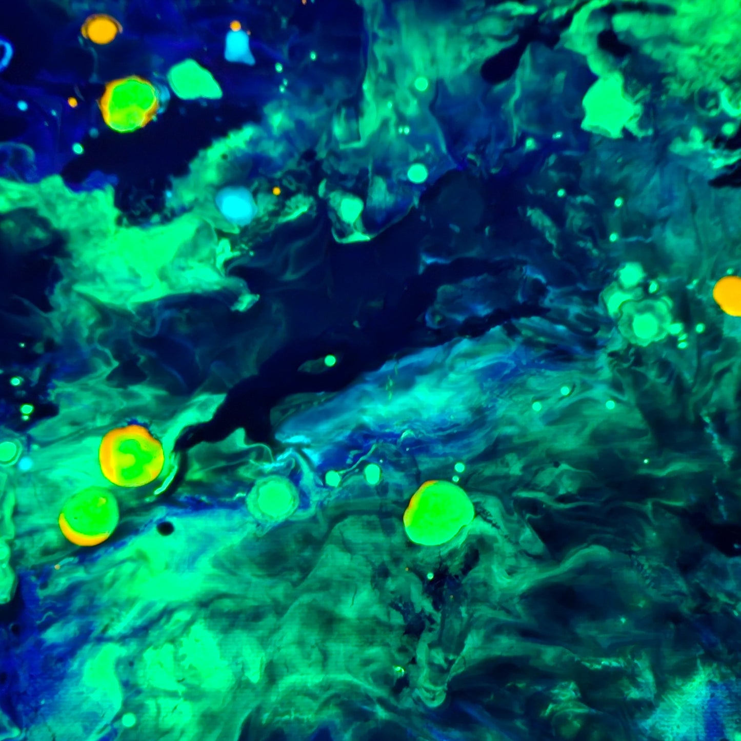 Neon Dreamscape: Green - Abstract UV Paintings (30x30cm)