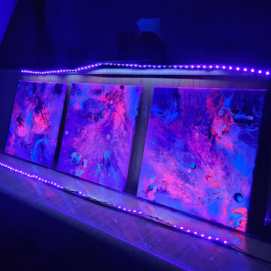Neon Dreamscape: Pink - Abstract UV Paintings (30x30cm)