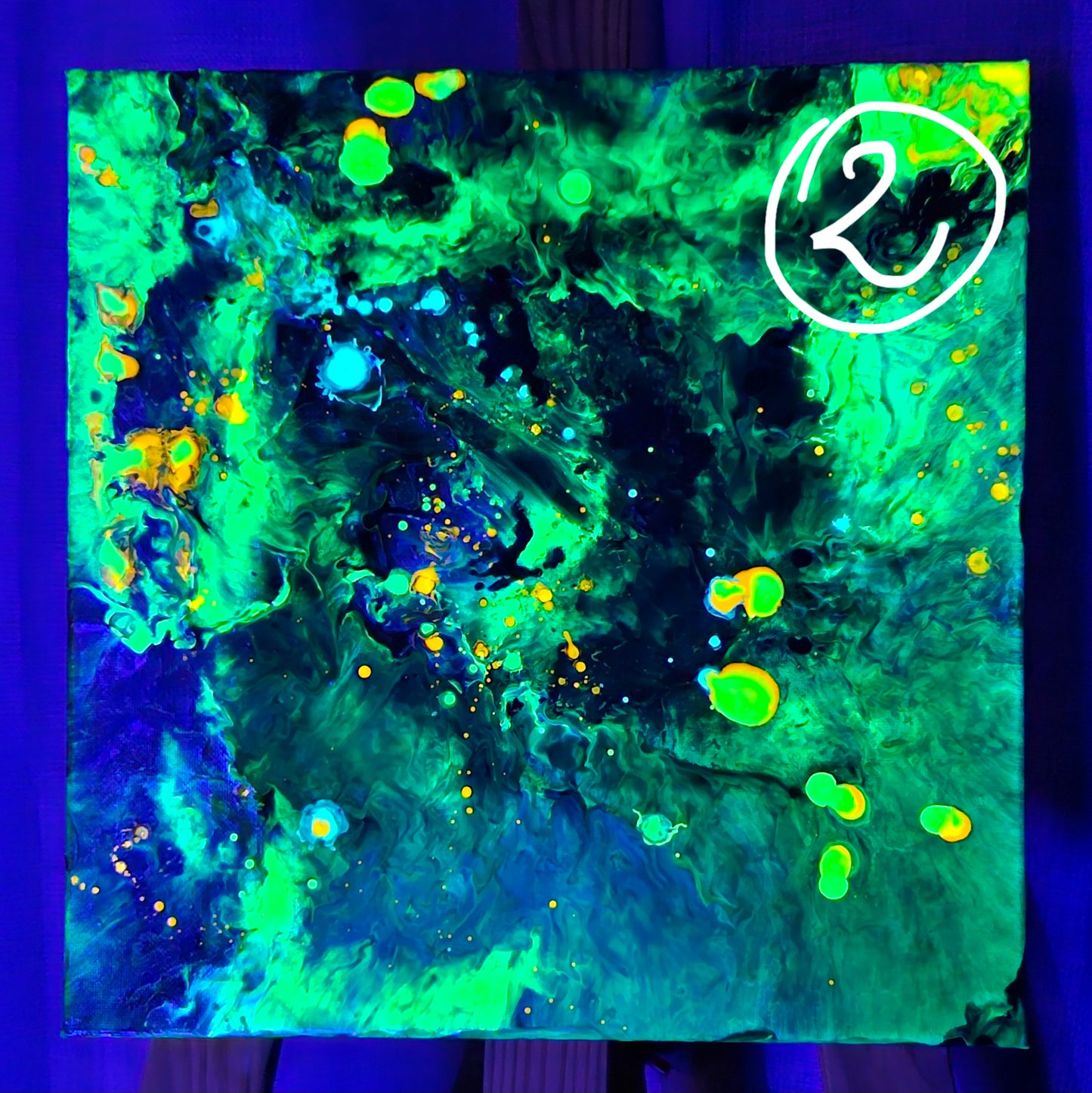 Neon Dreamscape: Green - Abstract UV Paintings (30x30cm)