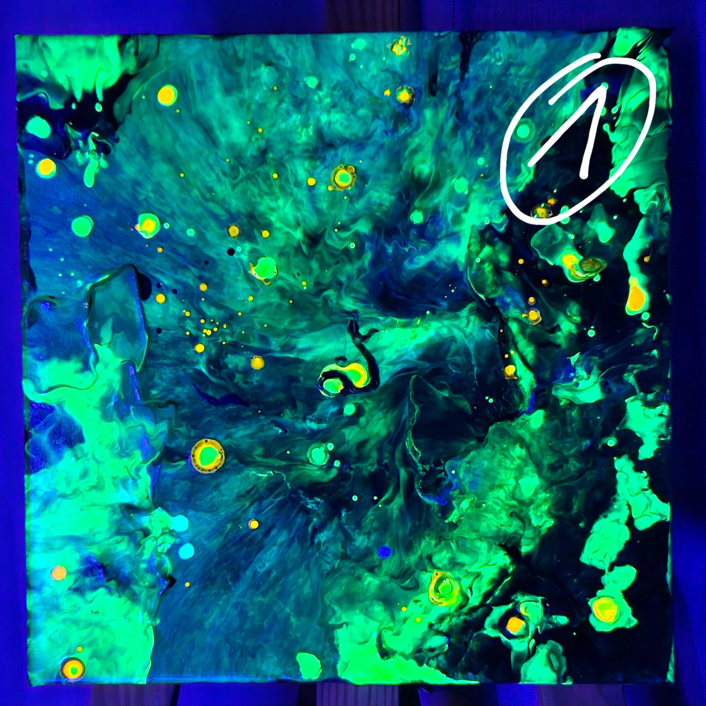 Neon Dreamscape: Green - Abstract UV Paintings (30x30cm)