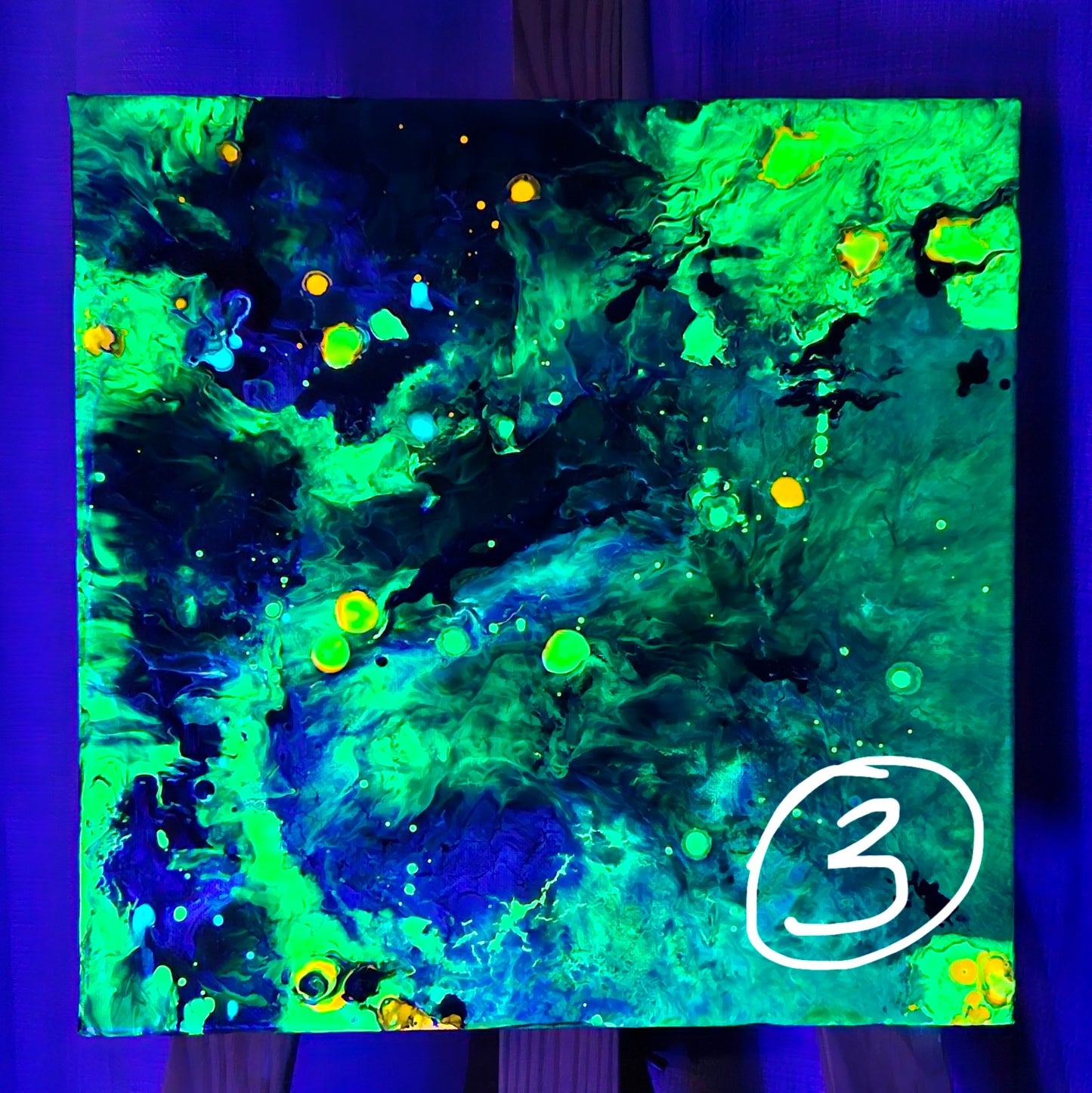 Neon Dreamscape: Green - Abstract UV Paintings (30x30cm)