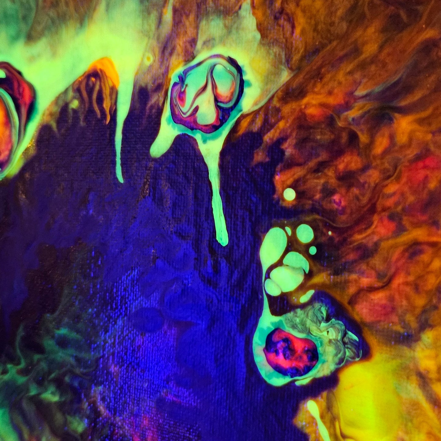 Neon Dreamscape: Orange - Abstract UV Paintings (30x30cm)
