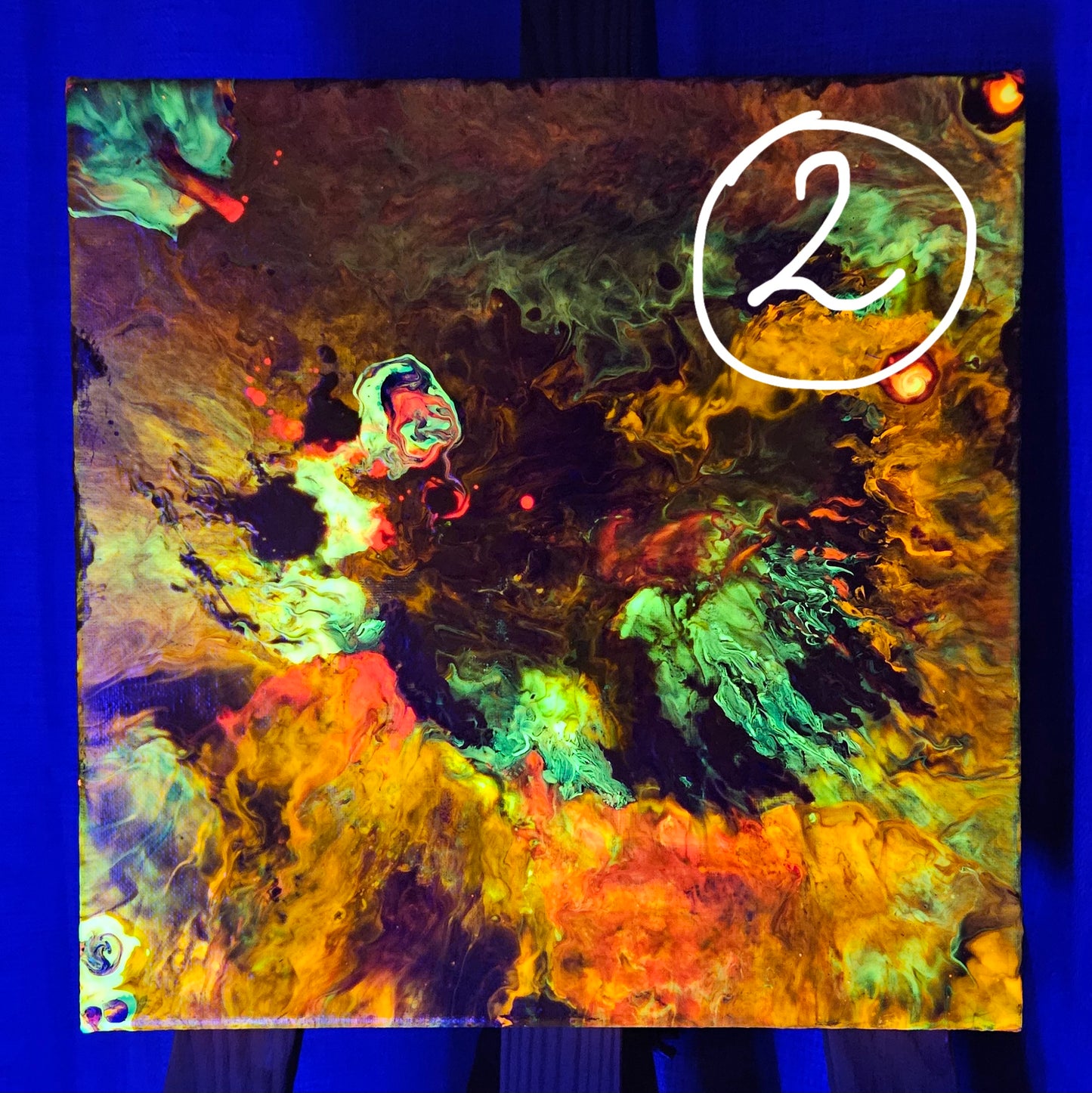 Neon Dreamscape: Orange - Abstract UV Paintings (30x30cm)