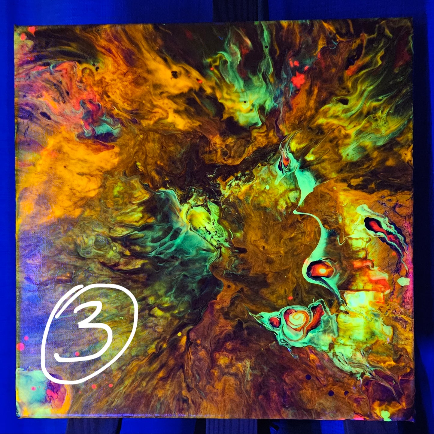 Neon Dreamscape: Orange - Abstract UV Paintings (30x30cm)