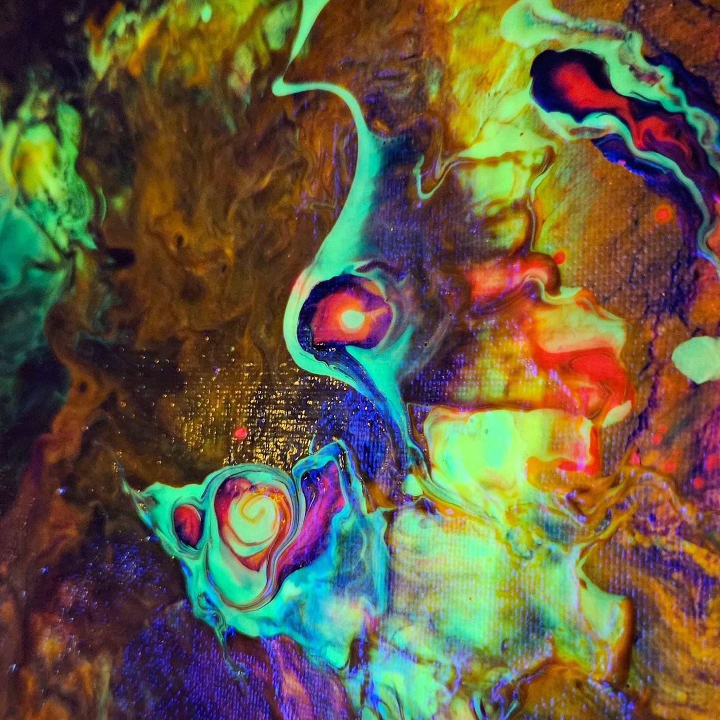 Neon Dreamscape: Orange - Abstract UV Paintings (30x30cm)