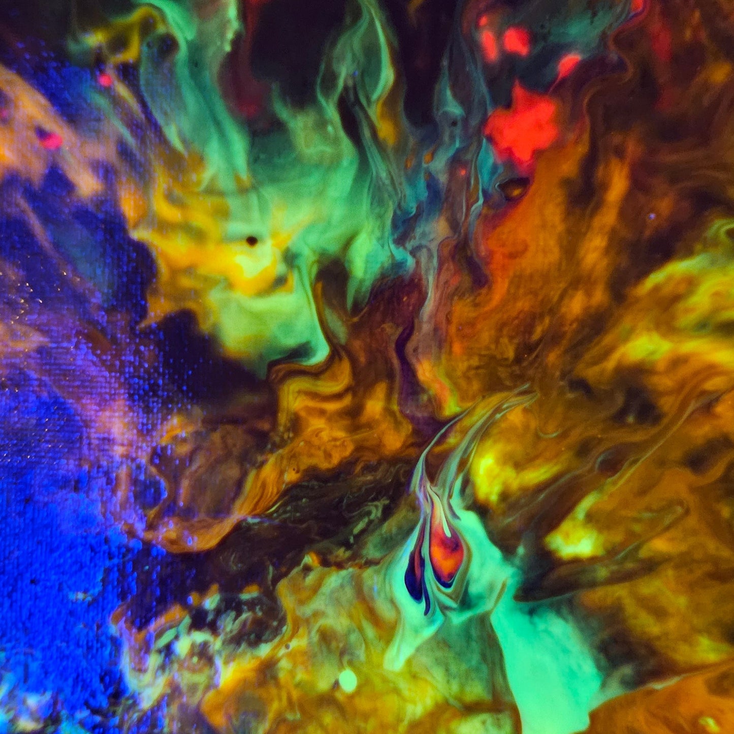 Neon Dreamscape: Orange - Abstract UV Paintings (30x30cm)