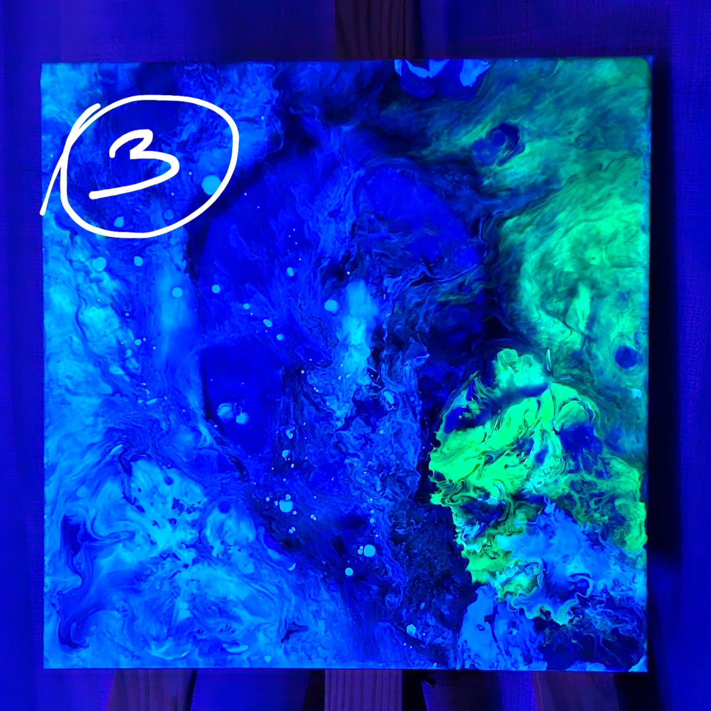 Neon Dreamscape: Blue - Abstract UV Paintings (30x30cm)