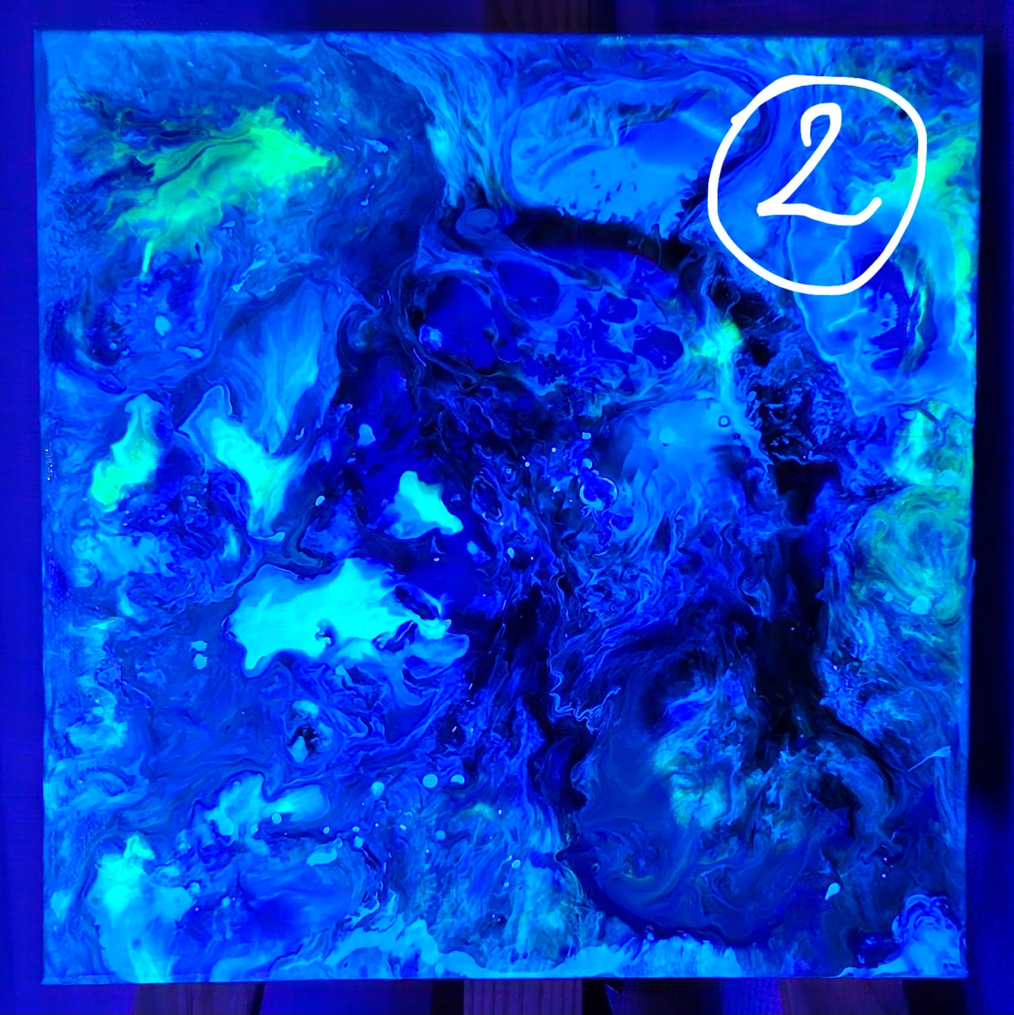 Neon Dreamscape: Blue - Abstract UV Paintings (30x30cm)