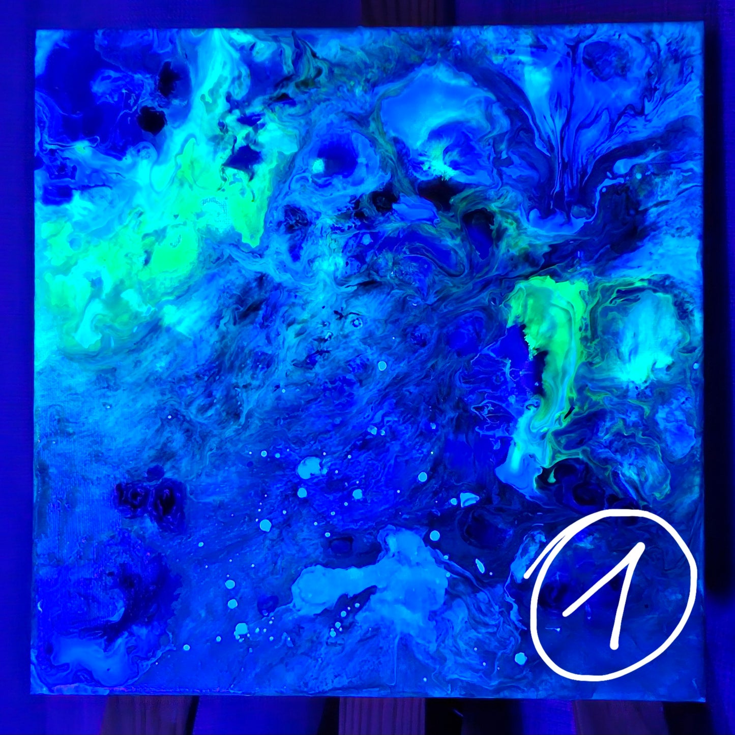 Neon Dreamscape: Blue - Abstract UV Paintings (30x30cm)