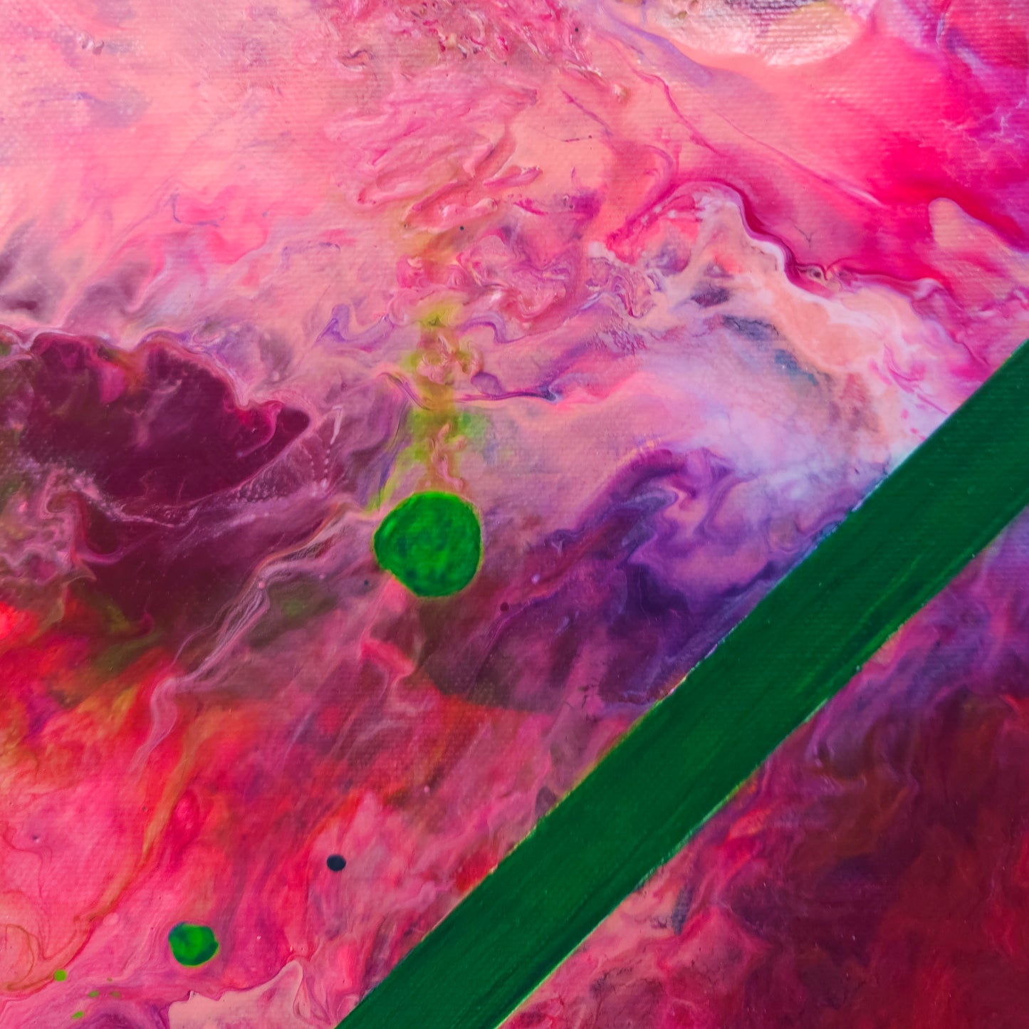 Emerald Prism - UV Reactive Original Abstract Painting (40x40cm)