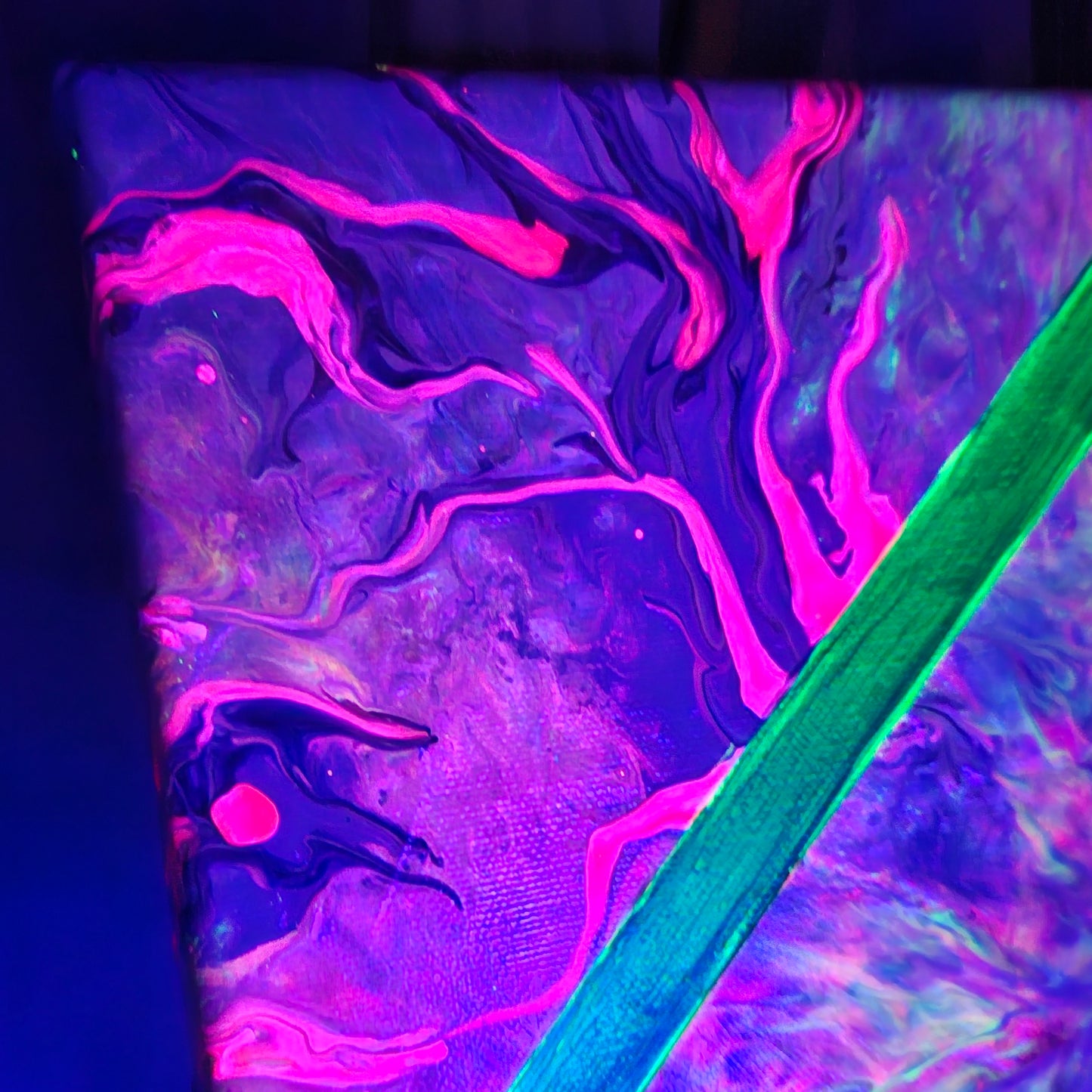 Emerald Prism - UV Reactive Original Abstract Painting (40x40cm)