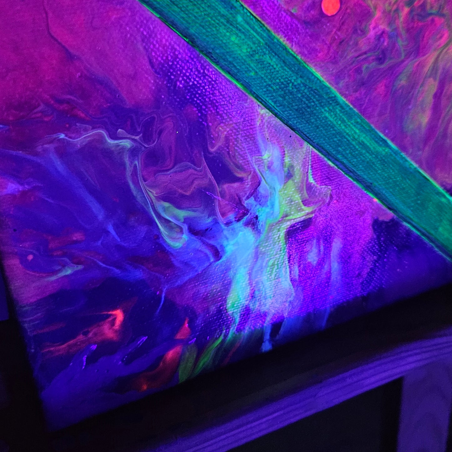 Emerald Prism - UV Reactive Original Abstract Painting (40x40cm)