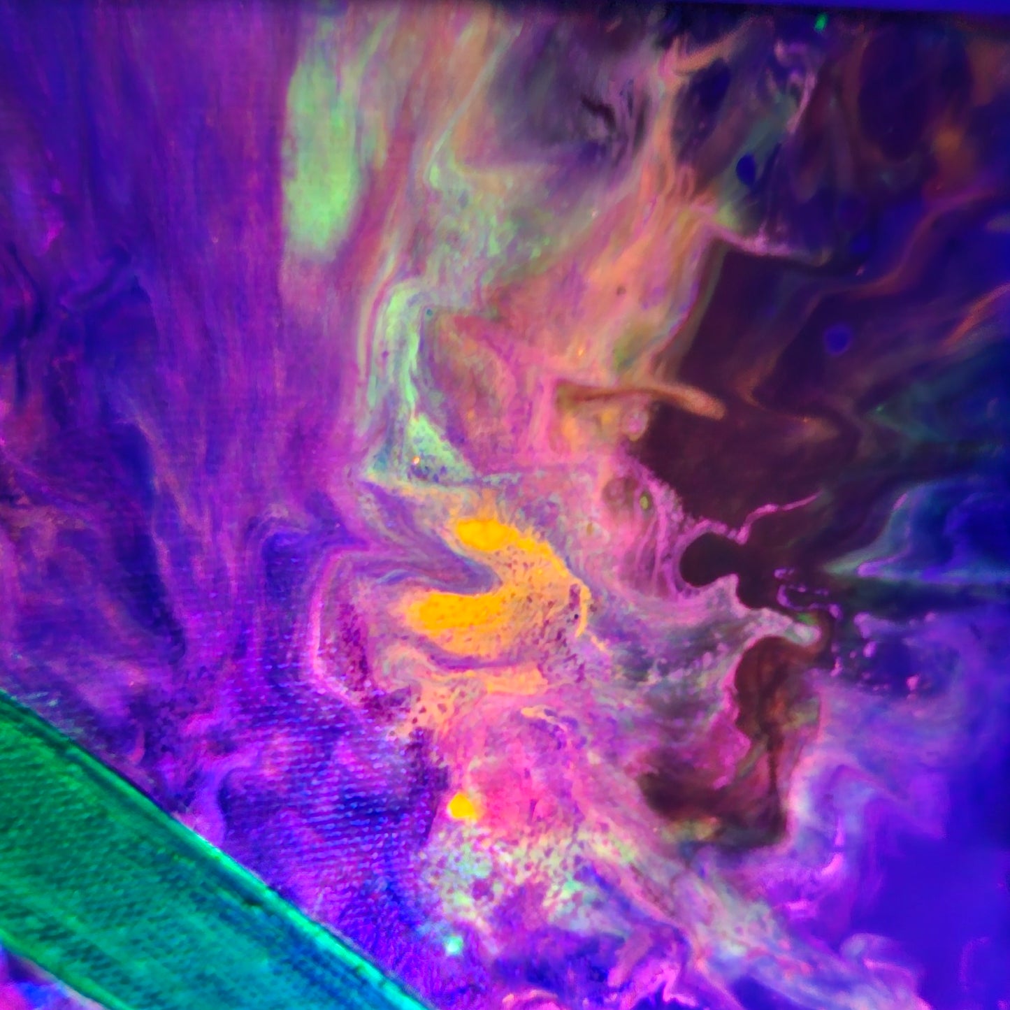 Emerald Prism - UV Reactive Original Abstract Painting (40x40cm)