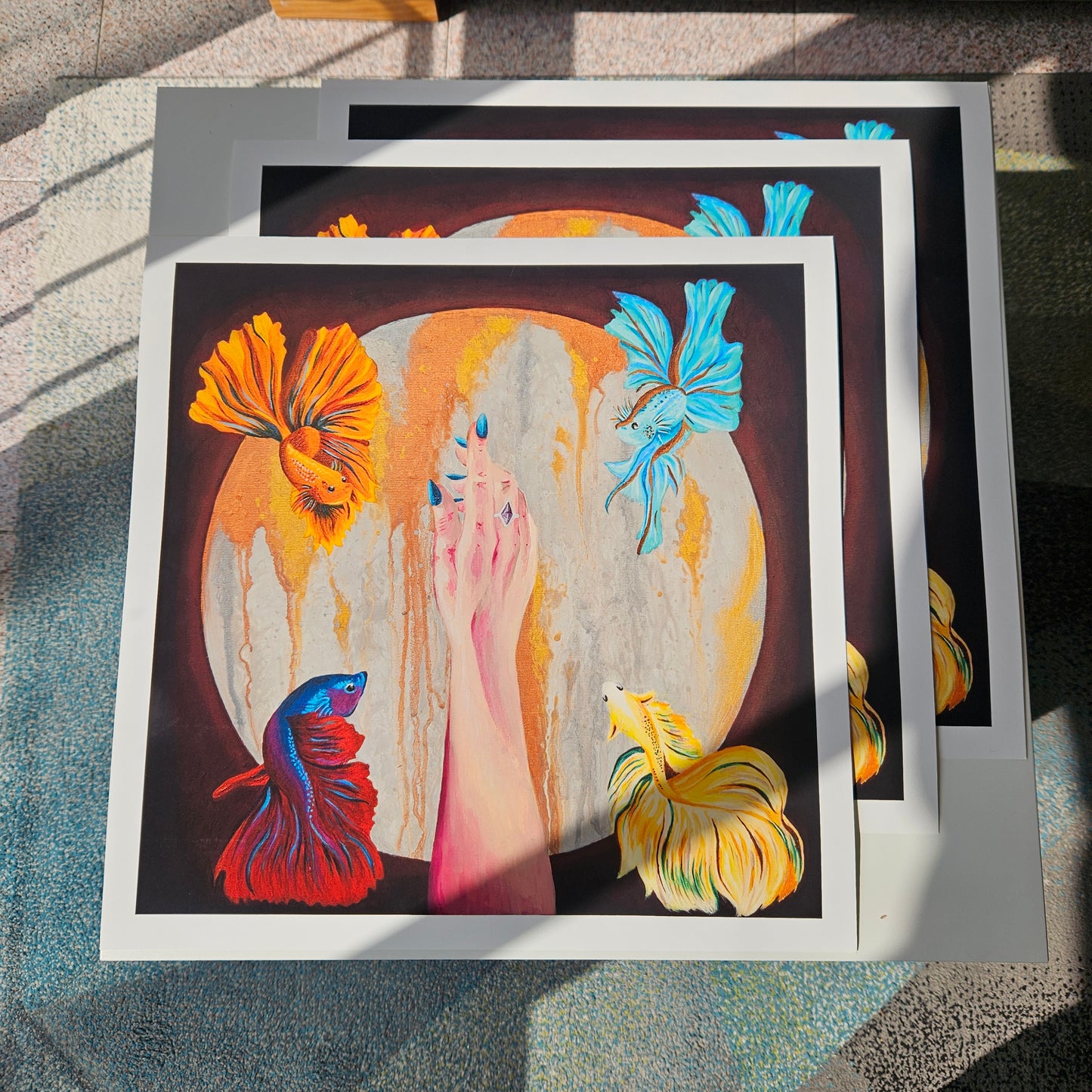 Surreal fish and moon artwork print – The Tides by Tori Nagay