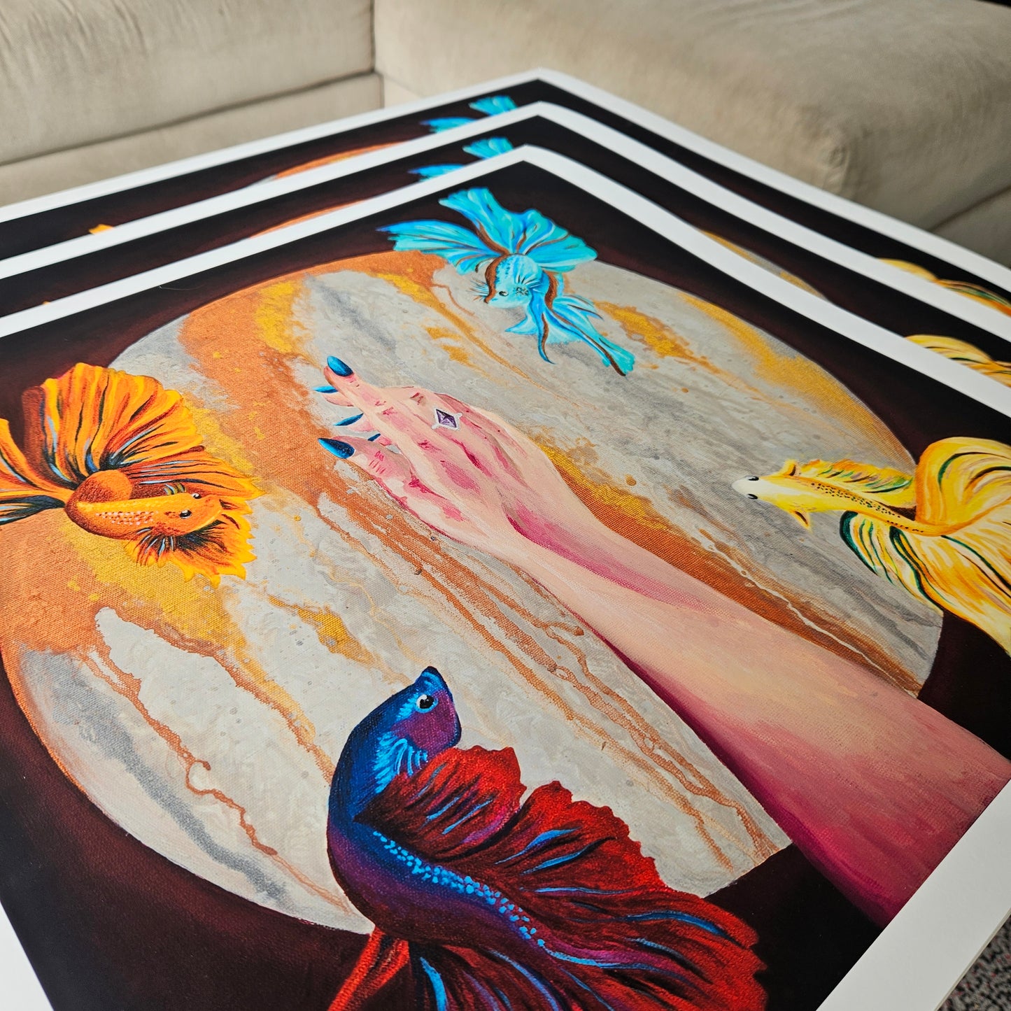 Surreal fish and moon artwork print – The Tides by Tori Nagay