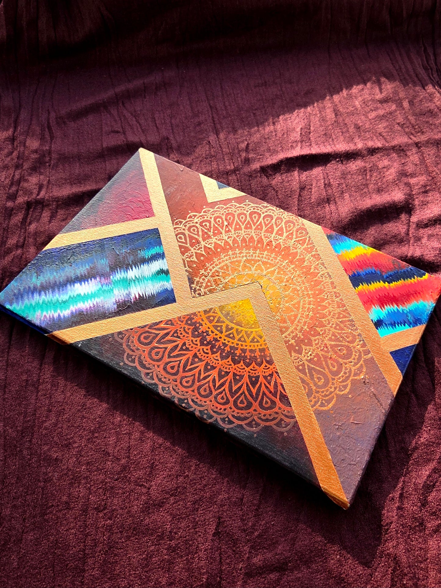 Radiant Geometries – Original UV-Reactive Mandala Painting on Canvas