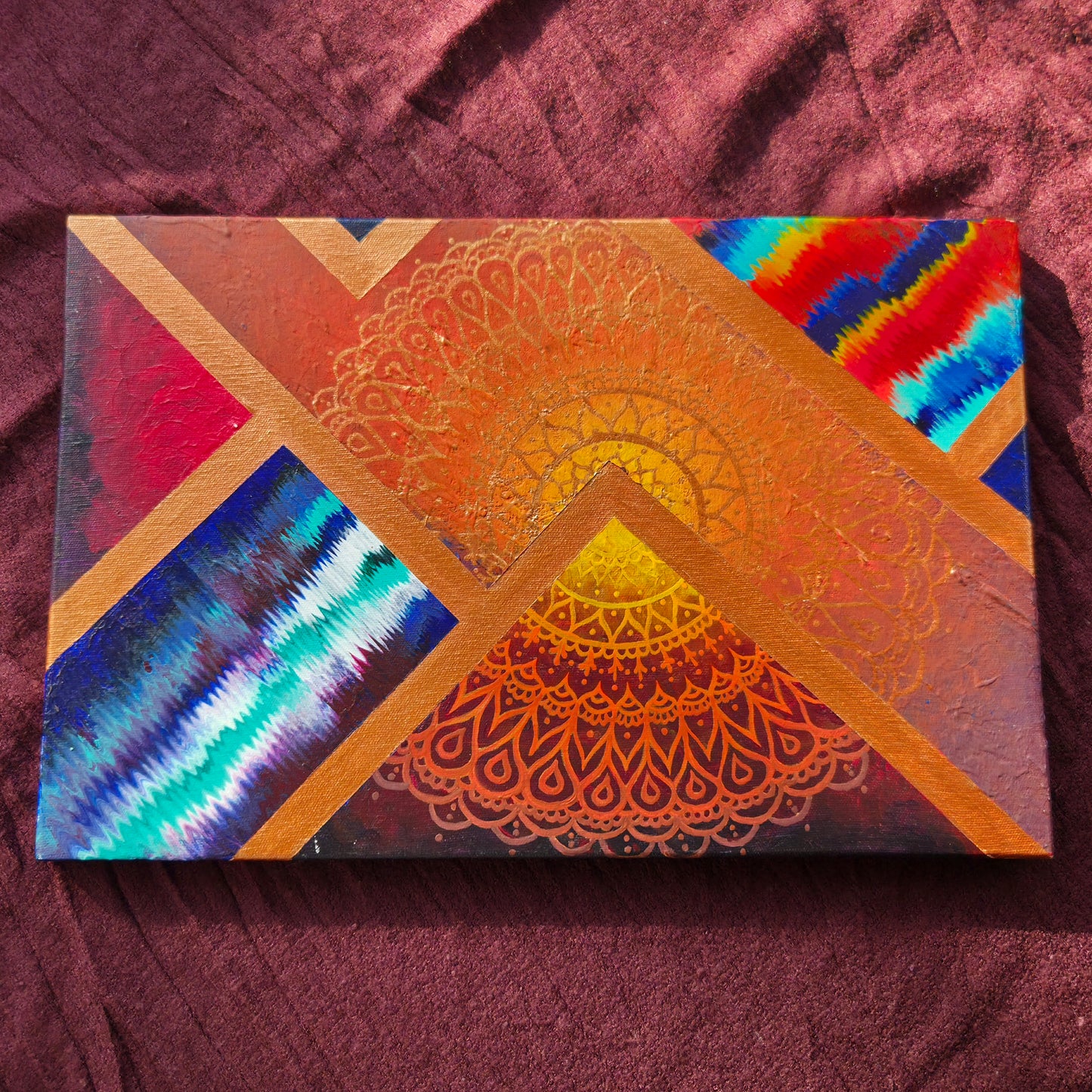 Radiant Geometries – Original UV-Reactive Mandala Painting on Canvas