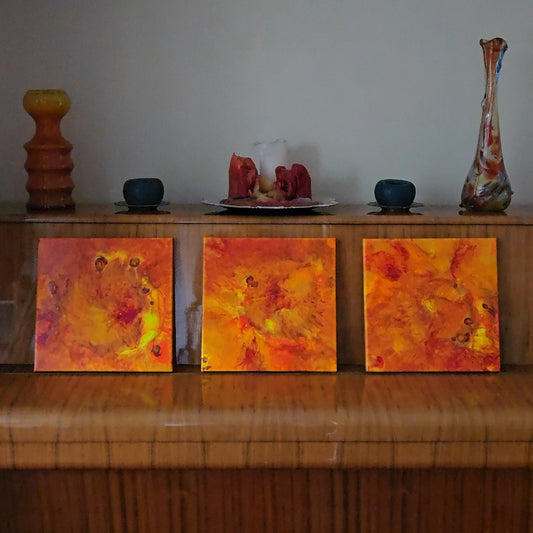 Neon Dreamscape: Orange - Abstract UV Paintings (30x30cm)