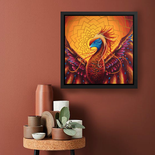 Phoenix framed art print – Rebirth in Radiance by Tori Nagay