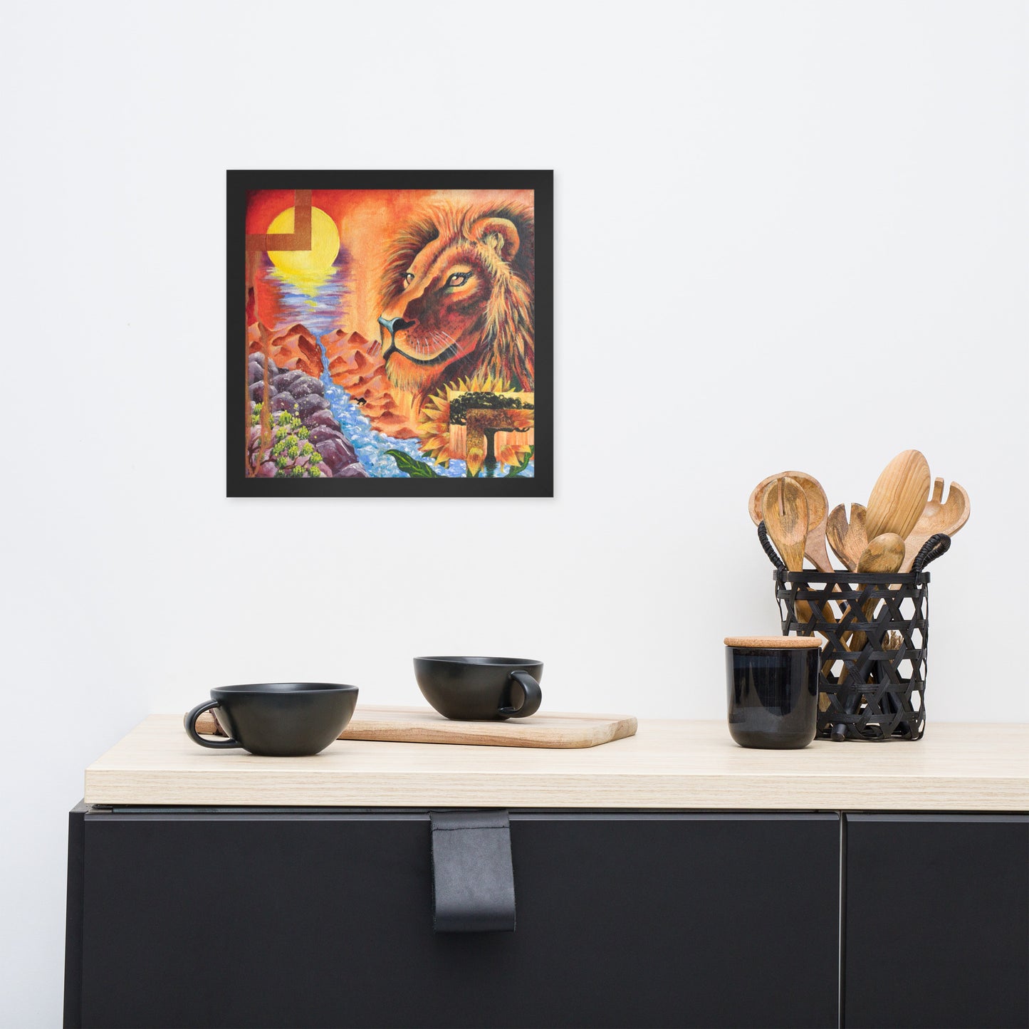 Bold, spiritual lion artwork print for home or office decor