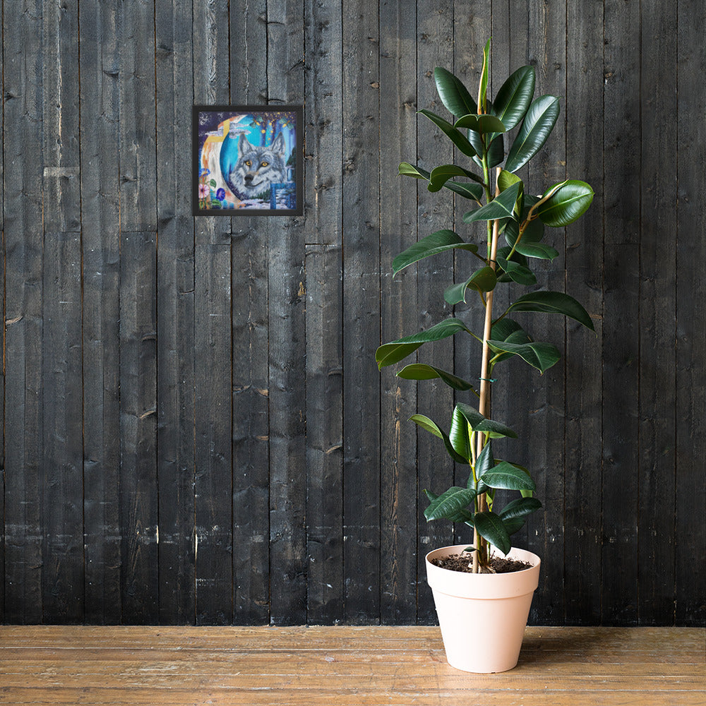 "The Night spiritual wall art hanging in a cozy, bohemian-style living room with soft lighting