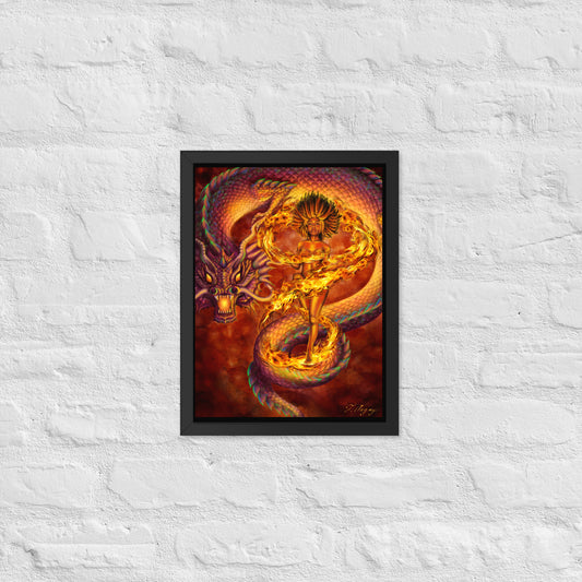 Fuette digital art print – Black woman with flames and red dragon