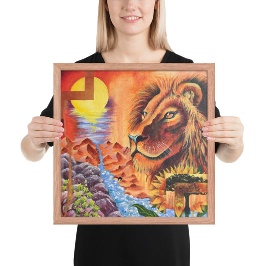 Bold, spiritual lion artwork print for home or office decor