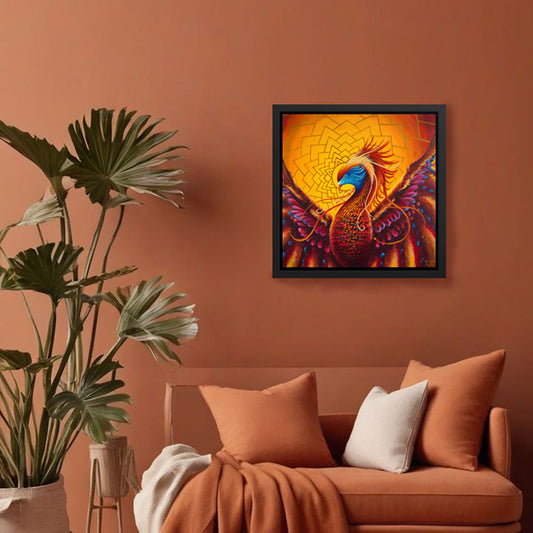 Mythical phoenix illustration in 16x16 inch poster format