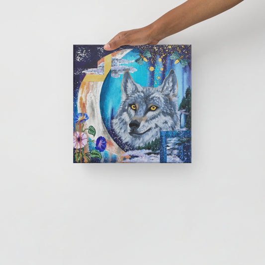 The Night - Mystical Wolf Canvas Print (12"x12", 16"x16")