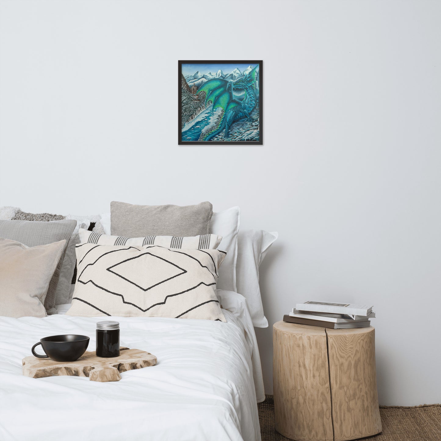 The Ice Dragon - Framed Print on Matte Paper (18"x18")