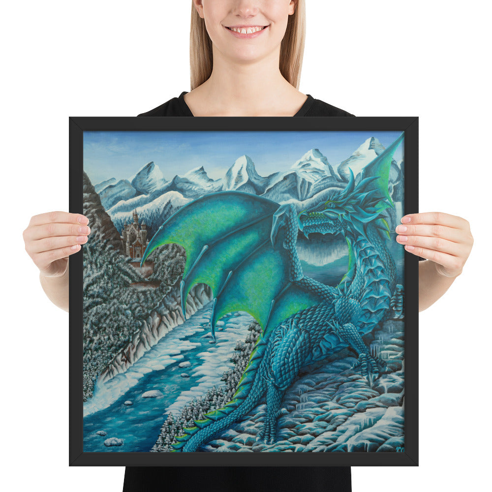 The Ice Dragon - Framed Print on Matte Paper (18"x18")